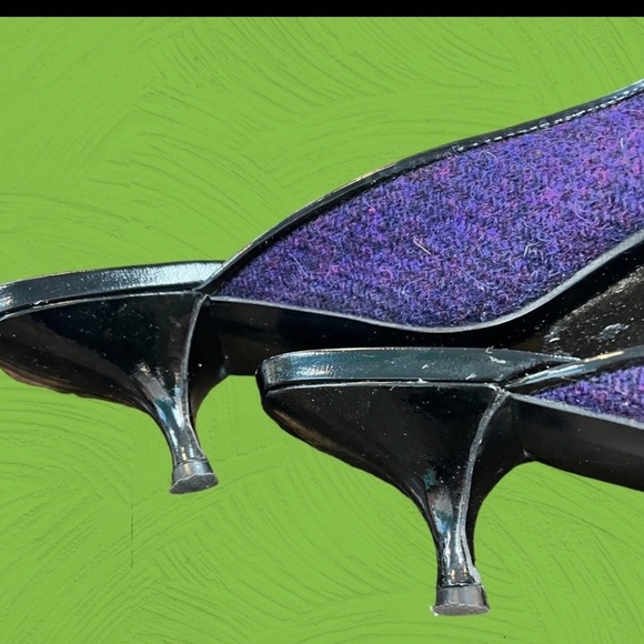 Miu Miu Purple Wool Tweed & Patent Leather Kitten Heel Slides - Size 6.5 - Picture 7 of 7